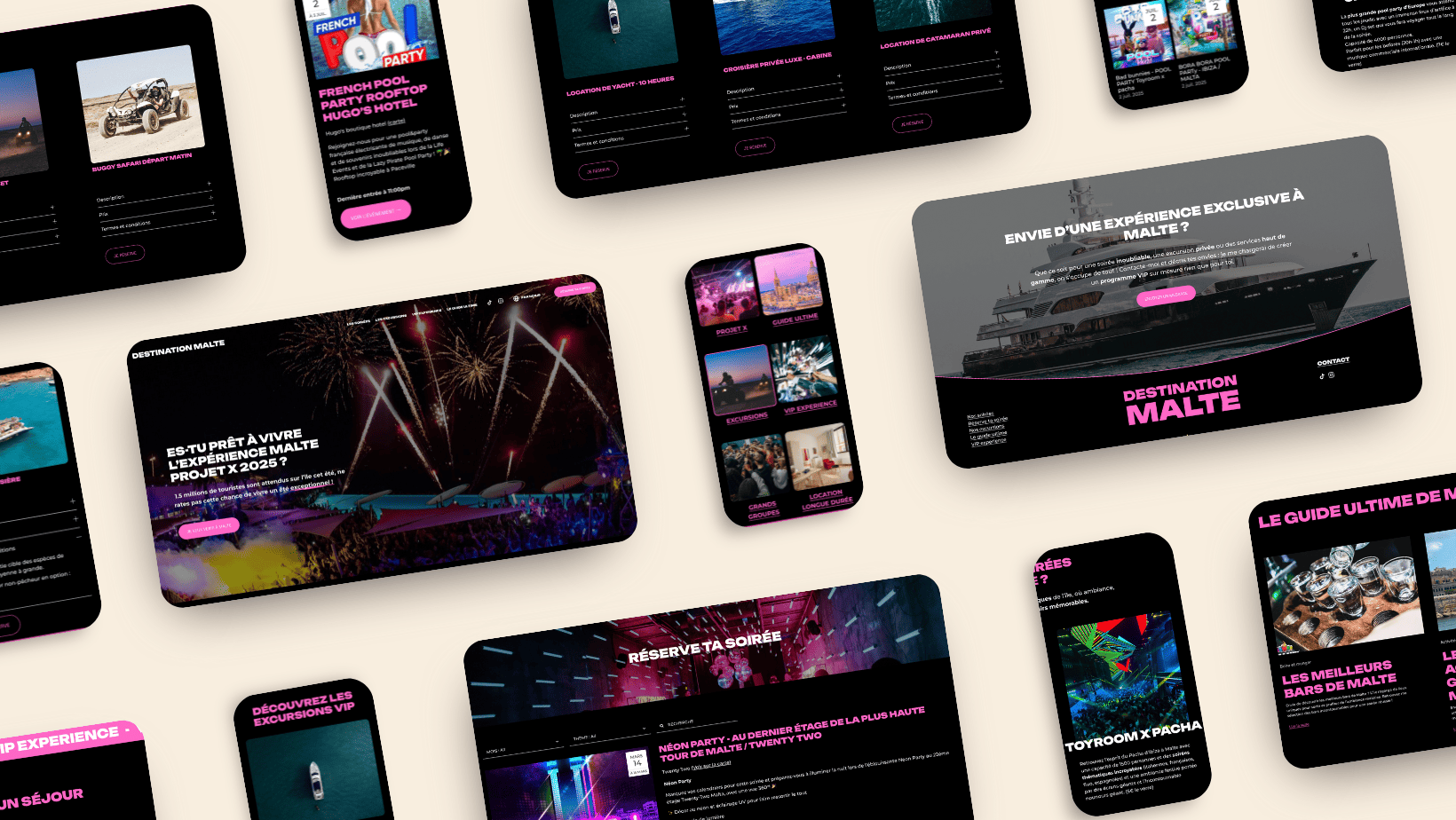 Captures d'écran du site de destination malte