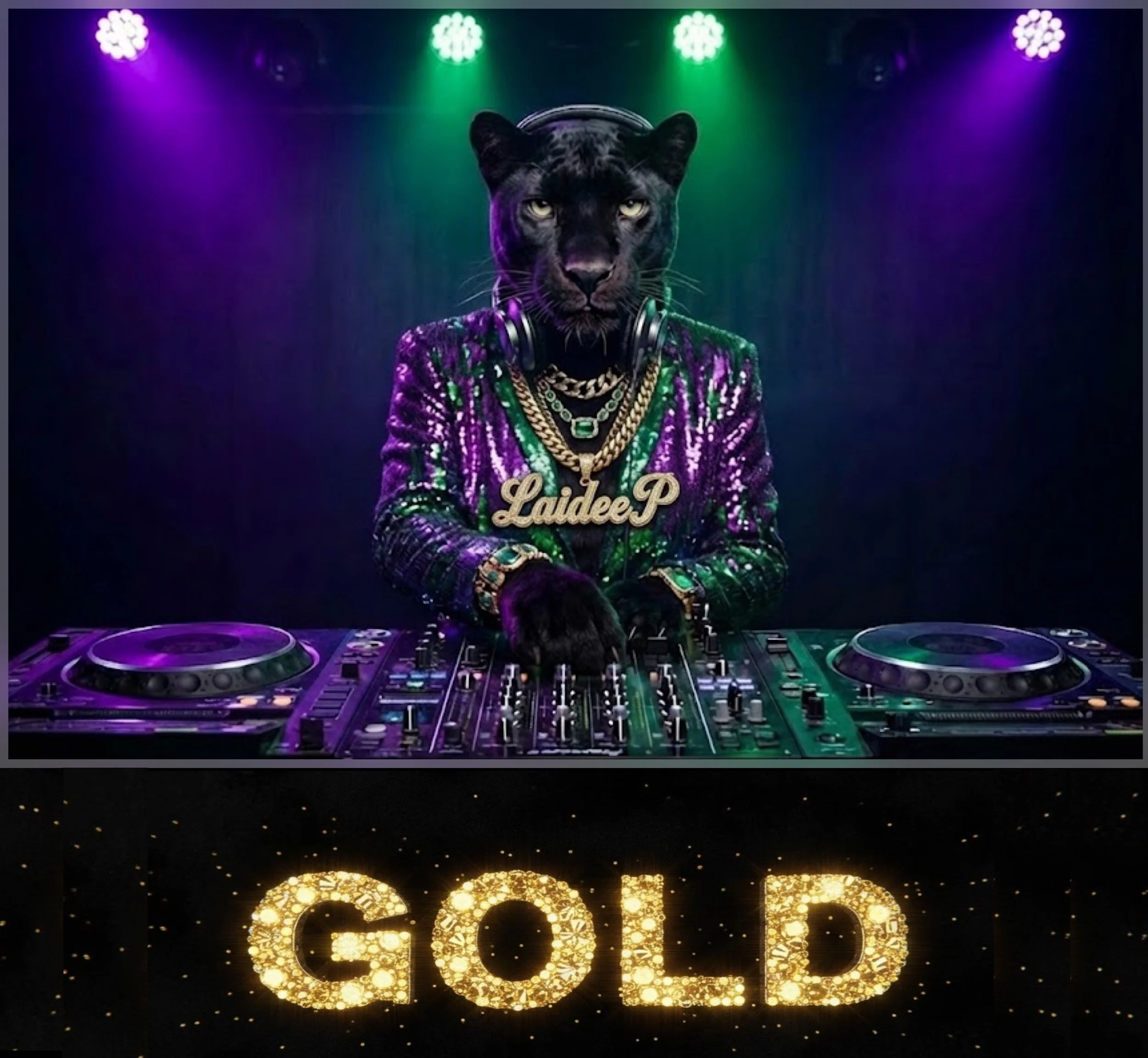 Laidee P's Gold Package Button. DJ and public figure Laidee P. Minnesota DJ. Atlanta DJ. Female Business Owner