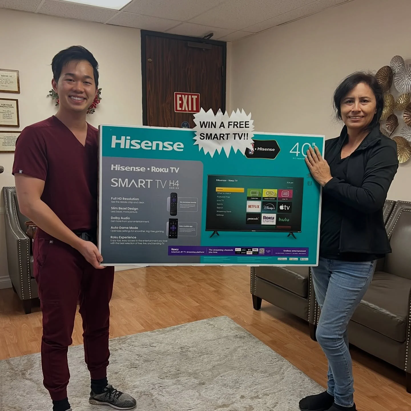 Congratulations to Maria for winning the raffle for a 40&rdquo; smart tv! If you&rsquo;d like to win the next raffle, come in during your next appointment to inquire #luciddental