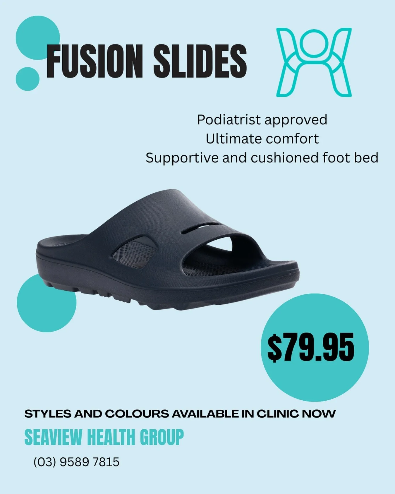 Relieve foot discomfort and support recovery with our podiatrist-approved slides 🦶🏼
Designed to keep your feet comfortable, supported, and pain-free.

Available now at Seaview Health Group 👣
$79.95 | (03) 9589 7815

#PodiatristApproved #FootHealth