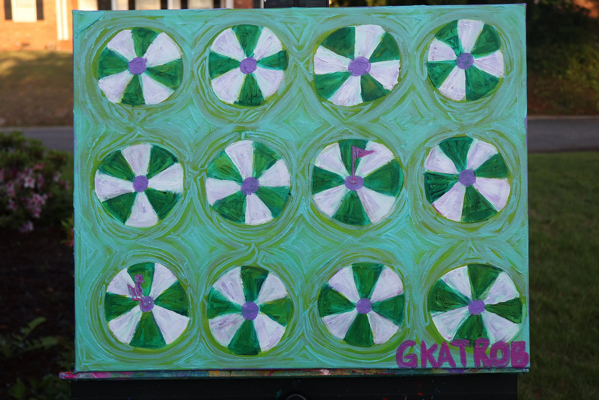 Goose on the umbrellas