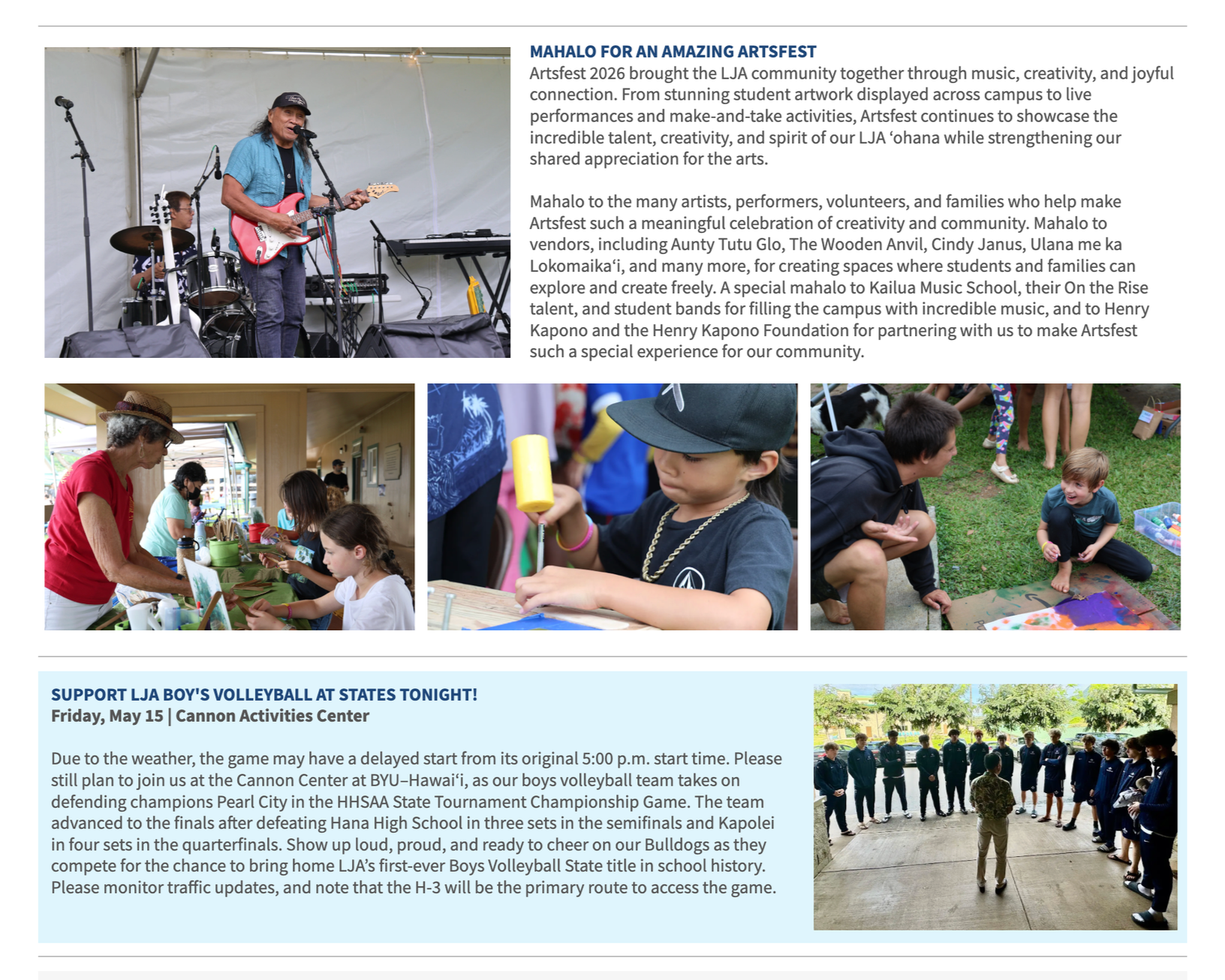 Screenshot of PUT TITLE HERE newsletter
