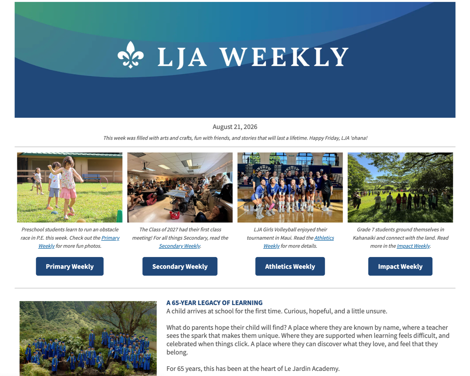 Screenshot of PUT TITLE HERE newsletter