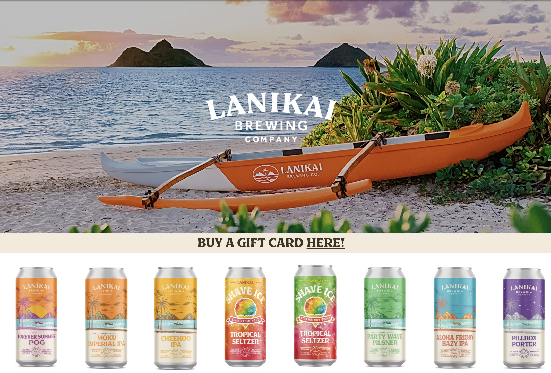 Screenshot of the Lanikai Brewing Company homepage after redesign