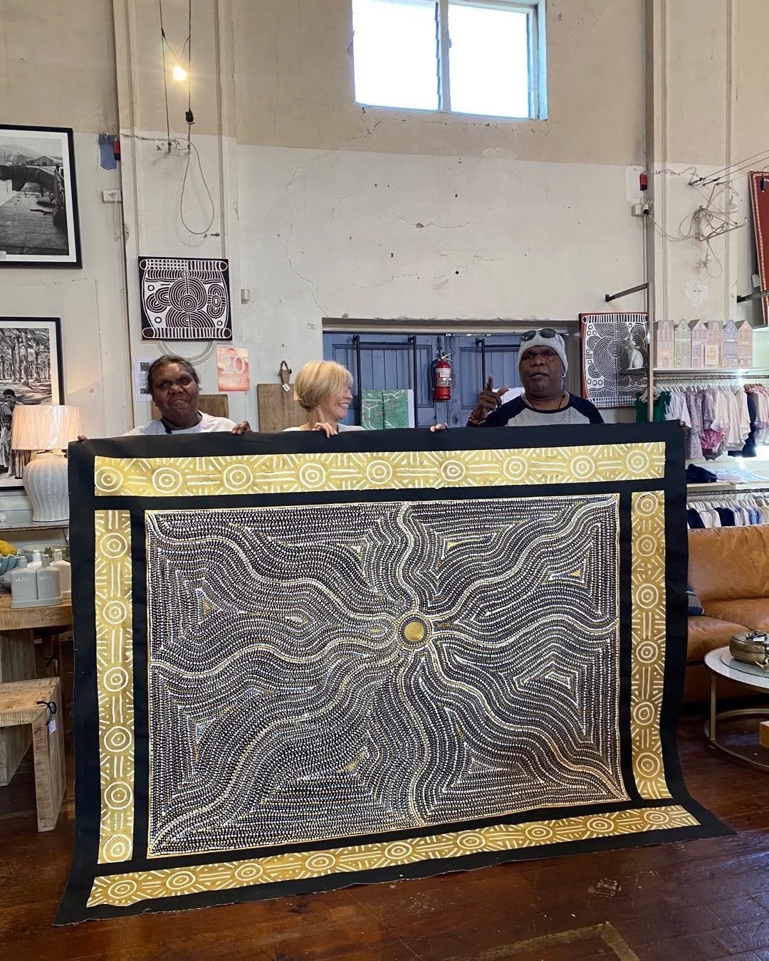 Justinna Sims and Marshall Robertson delivered this magnificent Dreaming today - they graciously let me pretend I have had something to do with the creative process. 
This is very Ngujo ( bloody good )
It&rsquo;s very lucky all my walls are full at h