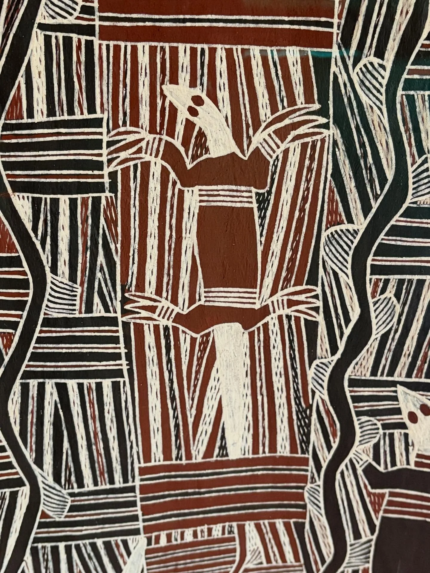 Sharing more treasures from our vintage art collection with this extraordinary vintage Bark Painting on Eucalyptus Bark likely to be circa 1960.

Probably Arnhem Land, in classic natural ochre pigments and remarkably fine cross hatching.

1060 x 420 