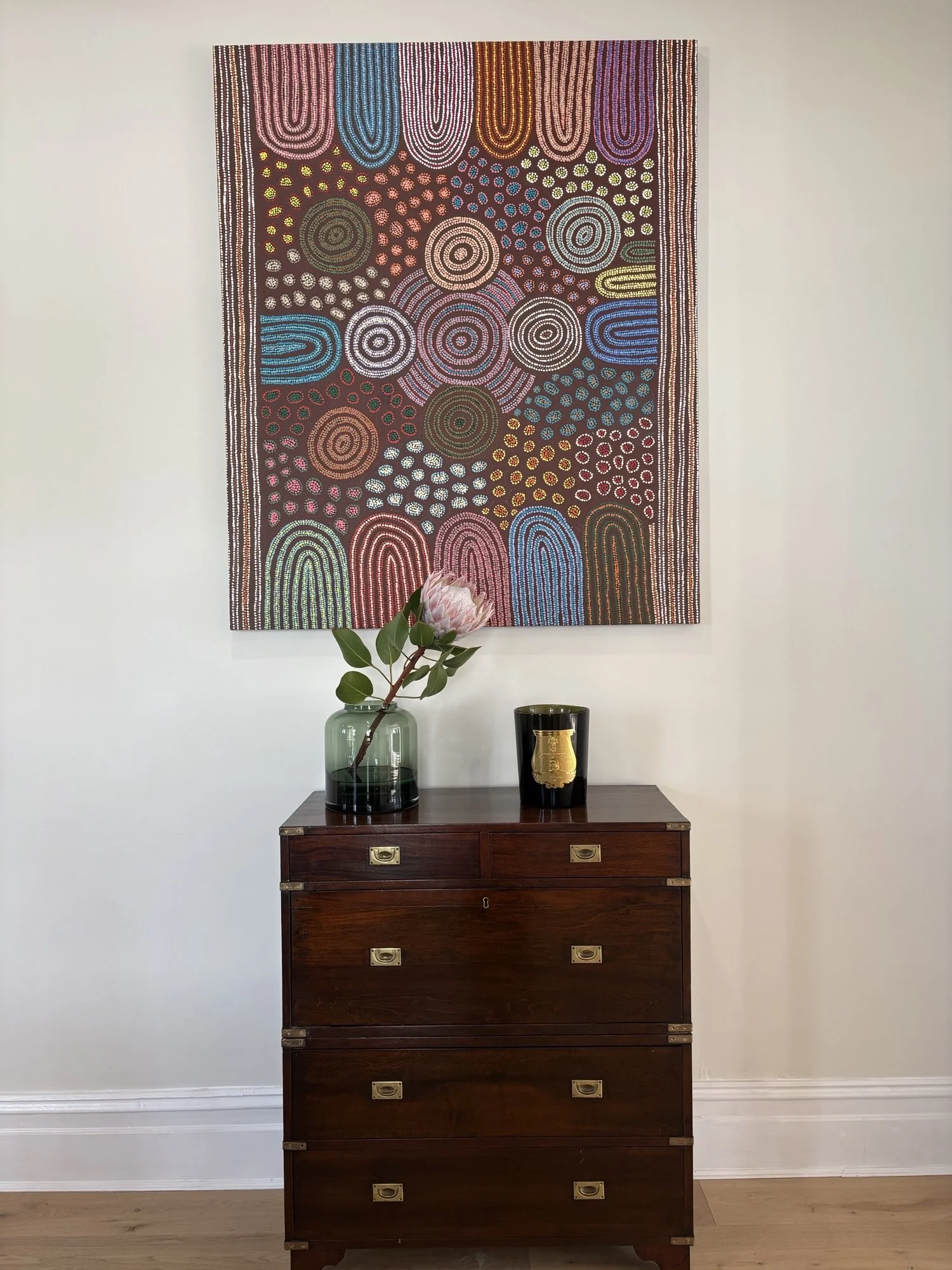*SOLD* Image 1 of 2
Campaign Piece created in India from Mahogany with recessed drawers and drawer desk. Restored by Antique Restorations of Unley.  88L x 40D x 100H. Please contact Josephine for further details and to view. $2, 700.
