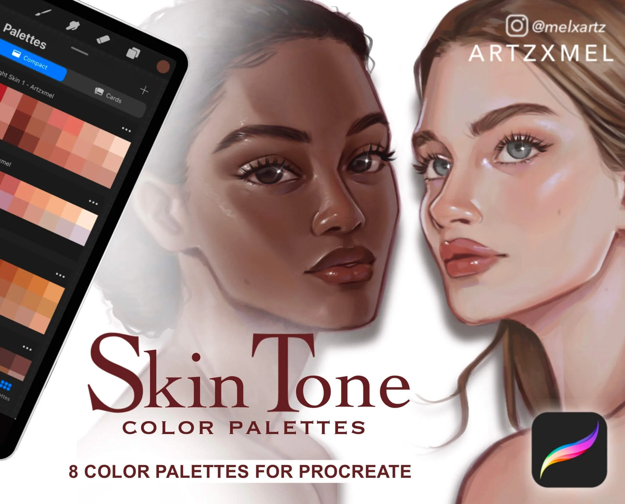 8 Skin Tone Palettes for Procreate
