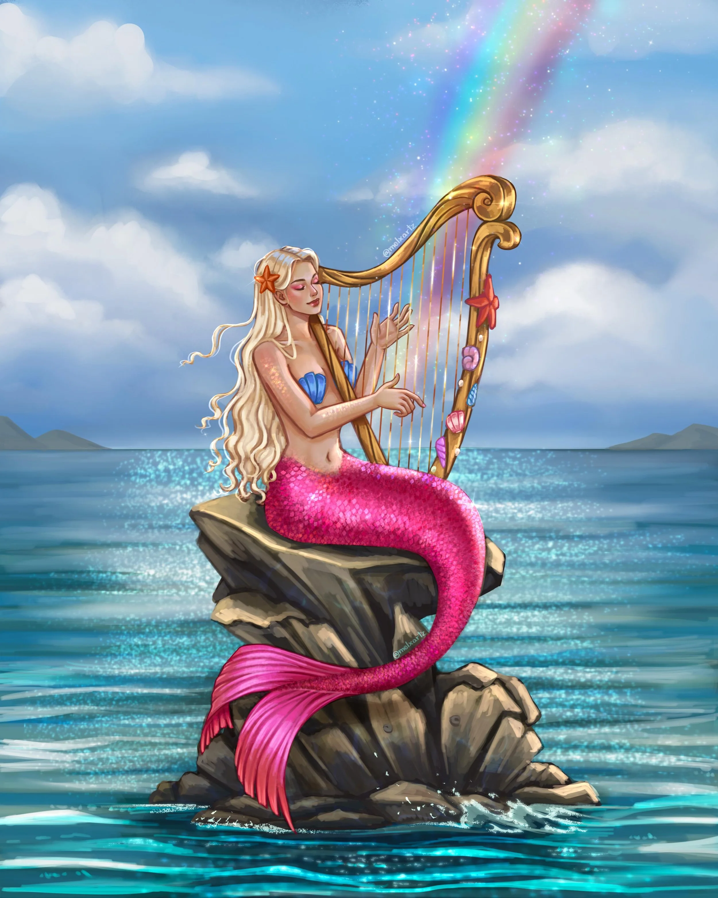 The Musician🪉🌈✨ the blonde hair + pink tail reminded me of Barbie, so this song felt very fitting🩷🫧 as I was drawing this piece I was reading Psalms, and a verse stuck out to me, I felt it fit this piece so I will add it below:

&ldquo;There I wi