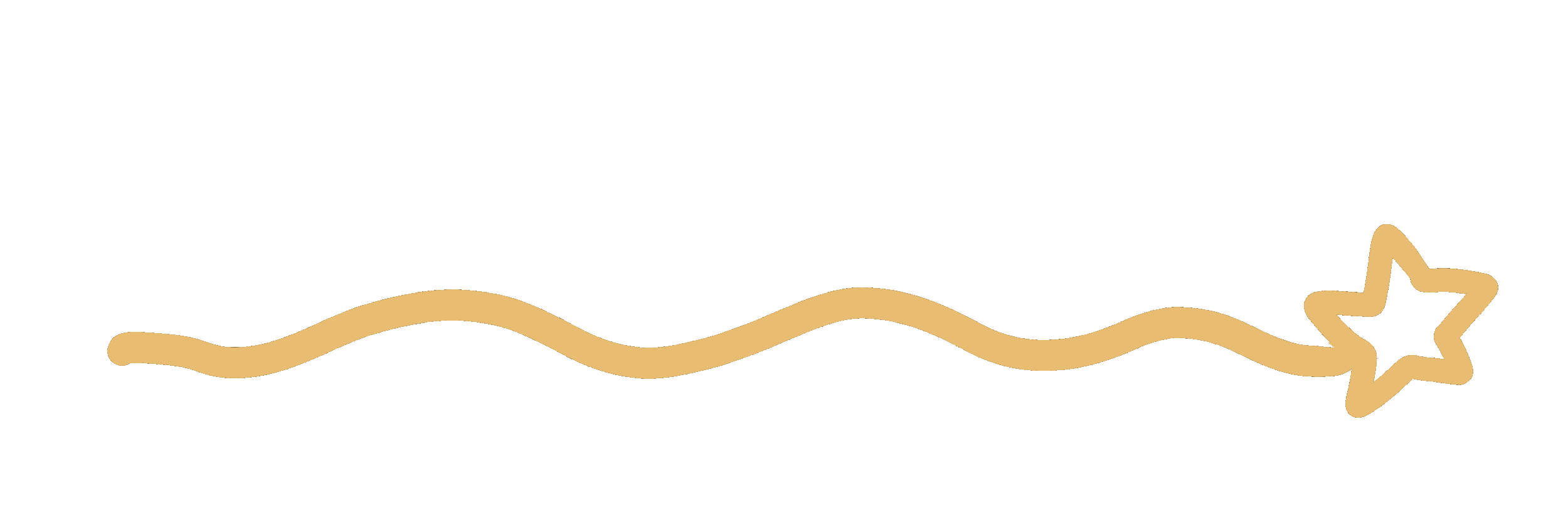 A wavy light brown line with a star at the right end, set against a transparent background.