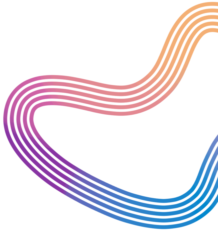 Colorful curved lines forming a heart shape on a black background.