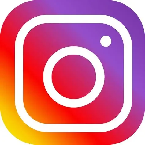 Instagram logo with a rainbow gradient background.