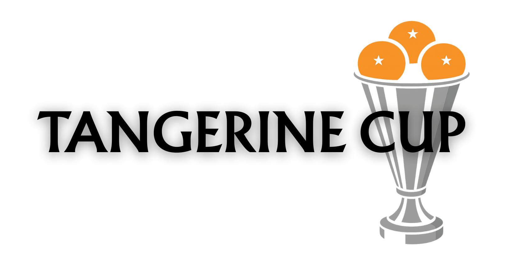 A trophy cup filled with six orange golf balls, each with a white star in the center.