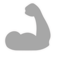 Silhouette of a flexed arm showing a bicep muscle.