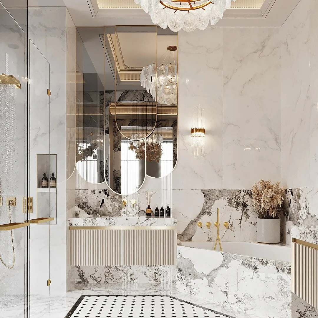 This bathroom is the epitome of luxury living! ✨

We paired gold fixtures with Bianco Ceilo marble to create this opulent bathroom. The enormous in-built corner tub is our favourite.

What a great way to relax after a long day at work!

#design&nbsp;