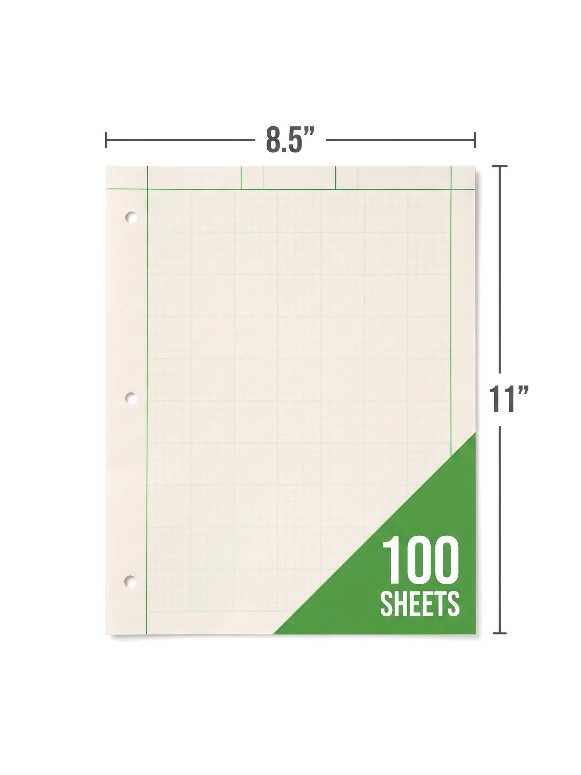 Grid+Bound engineering notebook dimensions: 8.5 x 11 inches, 100 sheets