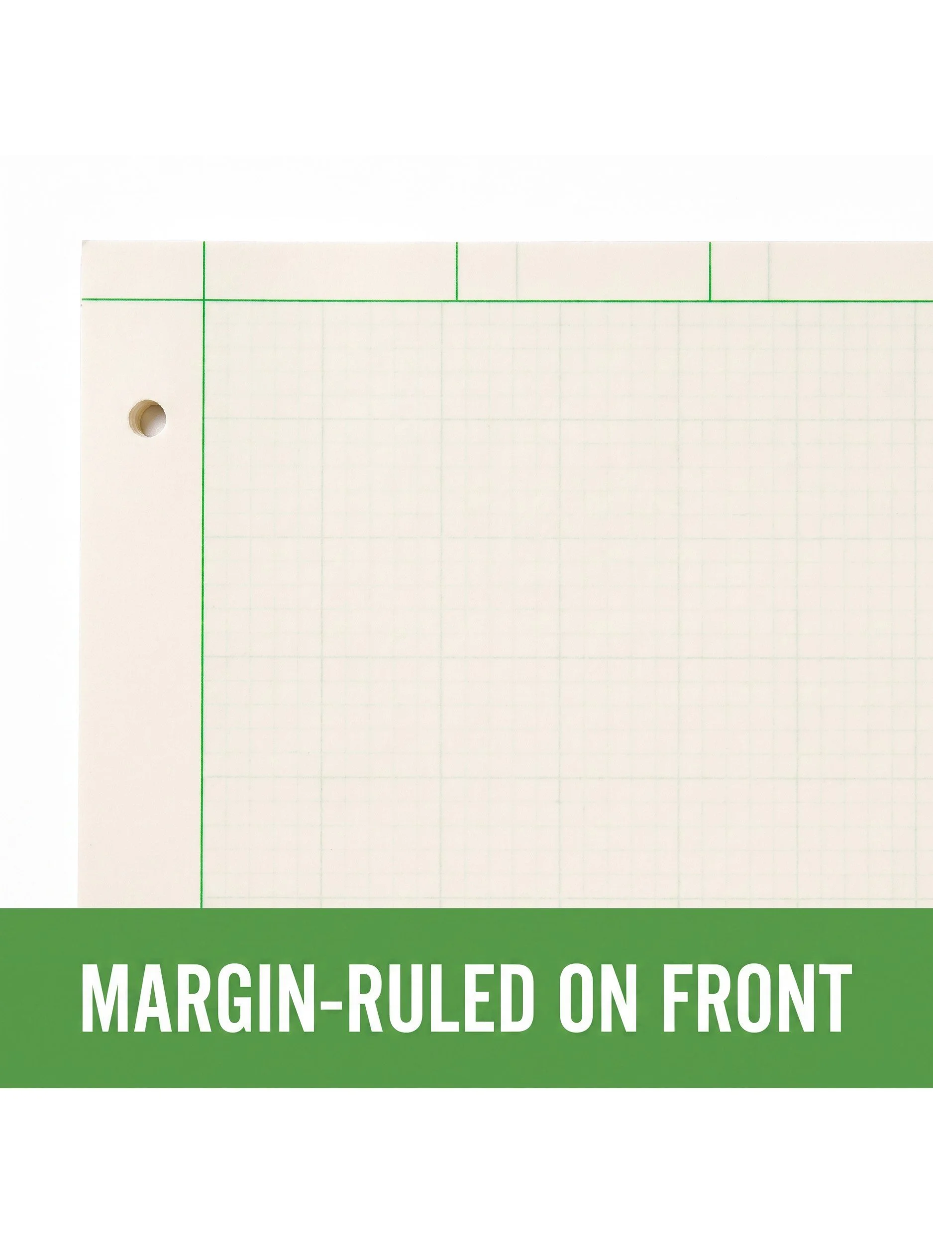 Margin-ruled front side of Grid+Bound engineering paper