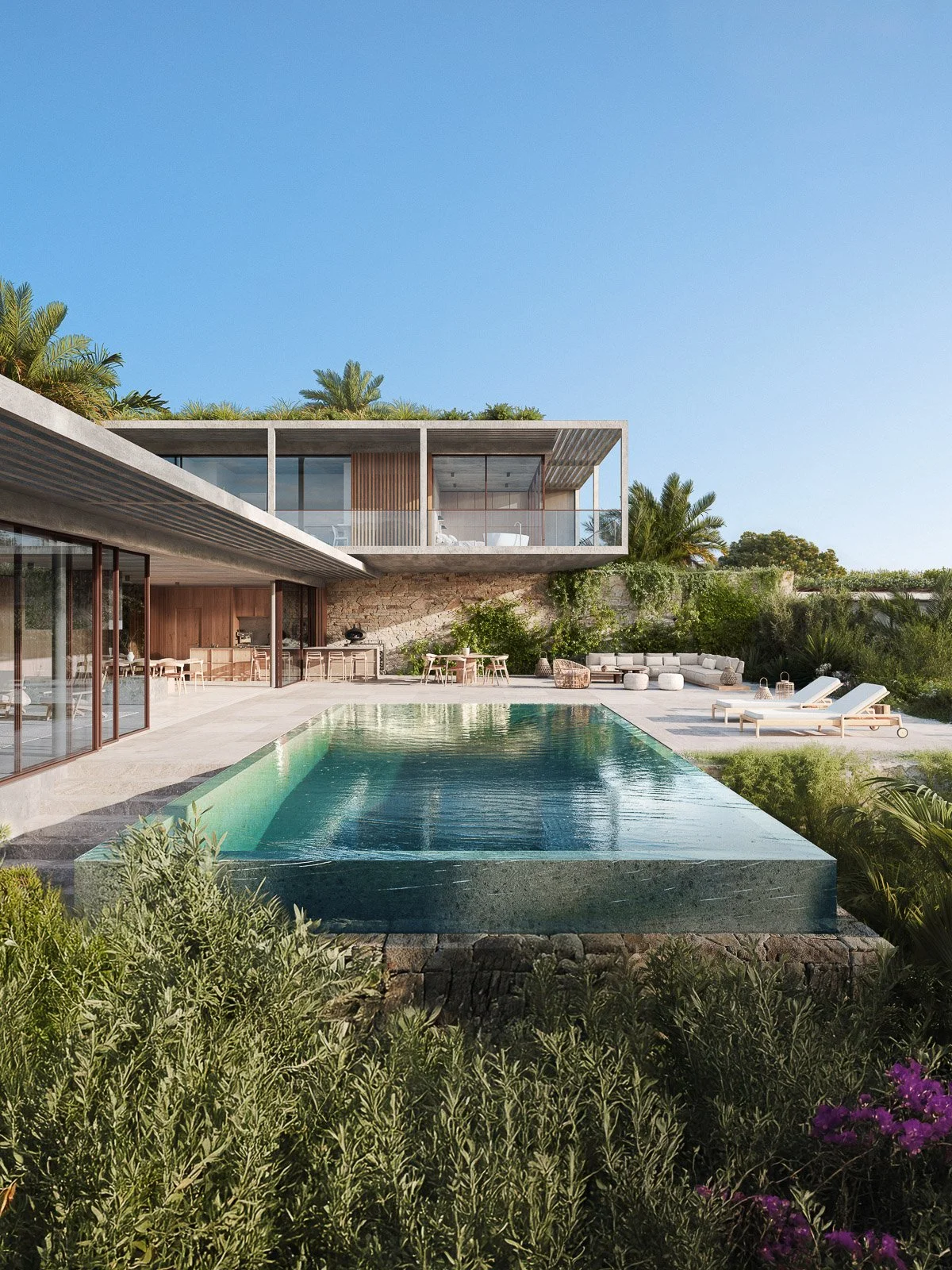 ISHQ Villas 3D rendering - luxury pool exterior visualization for pre-sales that refined building orientation by 10 degrees optimizing design before construction by nor3d