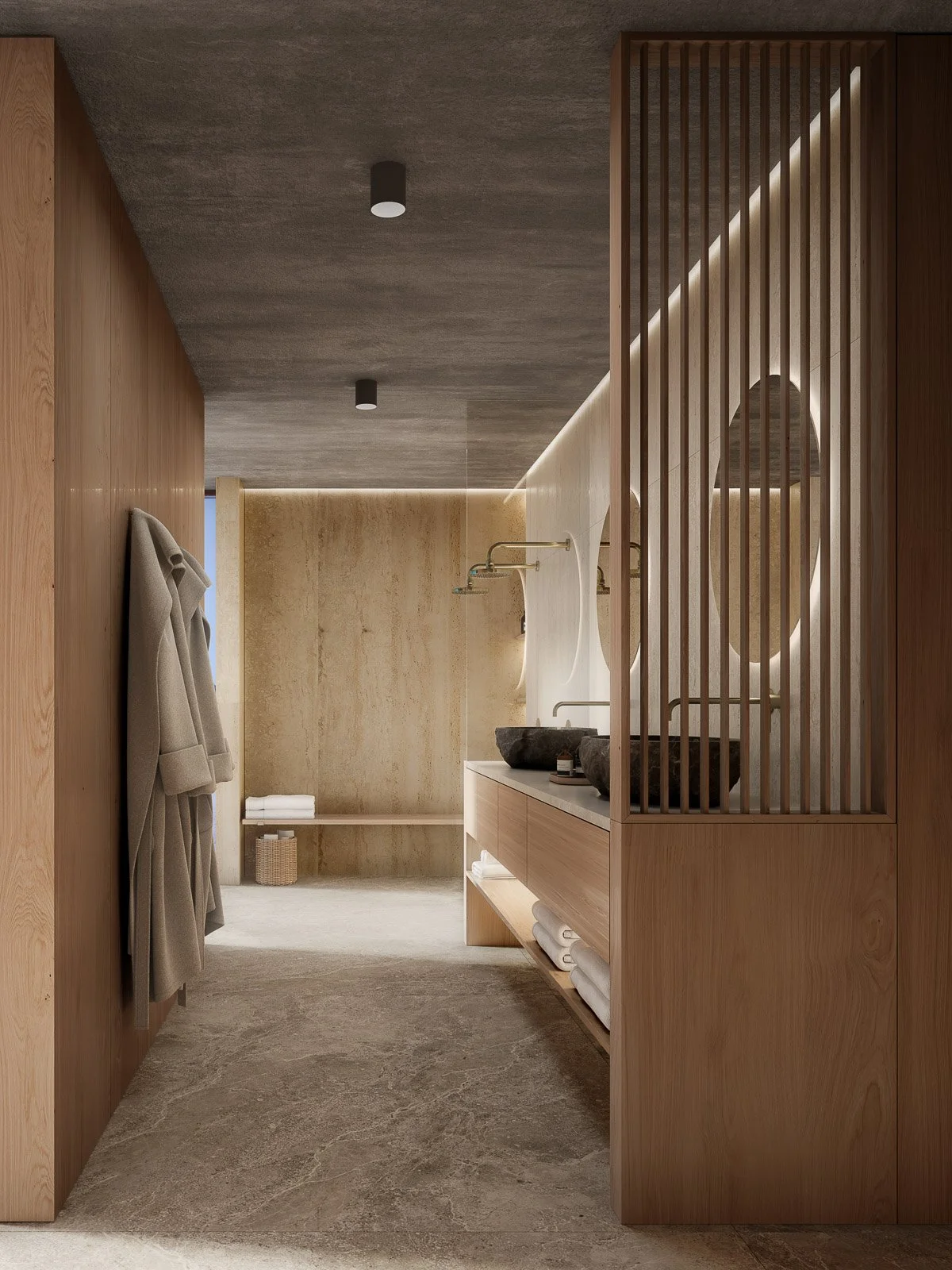 ISHQ Villas interior detail 3D rendering - custom modeled to finest detail for sales presentations and early-stage design support by nor3d Copenhagen