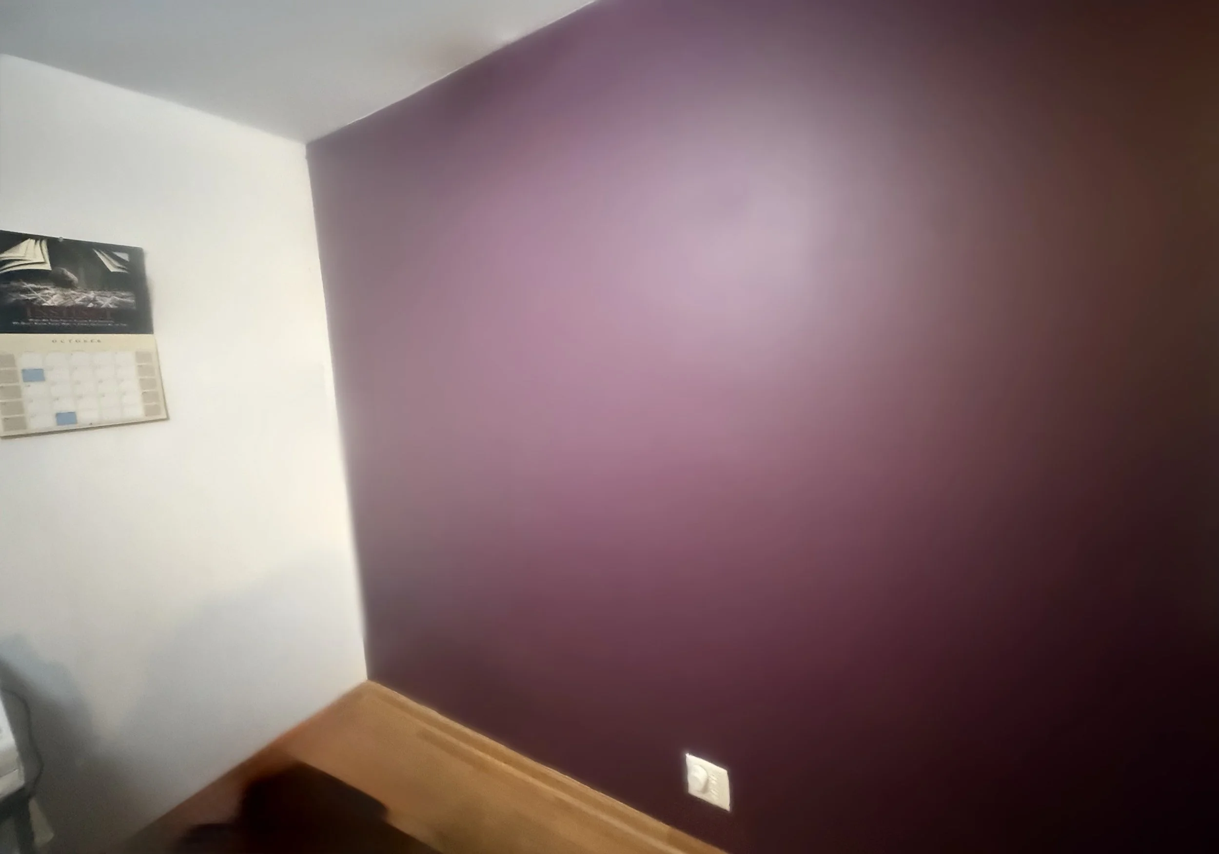 Alternate view of completed accent wall painting. Color is bold and beautiful