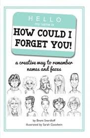 Cover of a book titled 'Hello My Memory Book: How Could I Forget You! A Creative Way to Remember Names and Faces,' featuring illustrated portraits of various people.