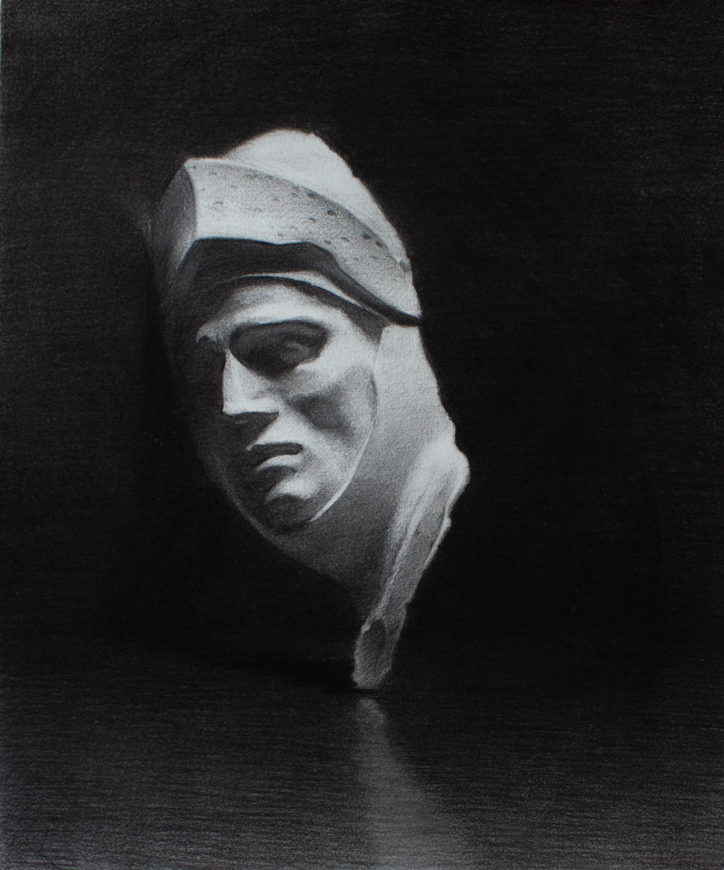 Night Knight, 2022. Charcoal and white chalk on paper - XXxYYcm