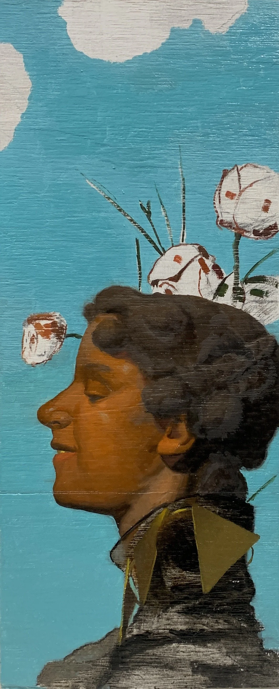 Musa, 2025. Oil on Wood - 40,5x16,5cm 