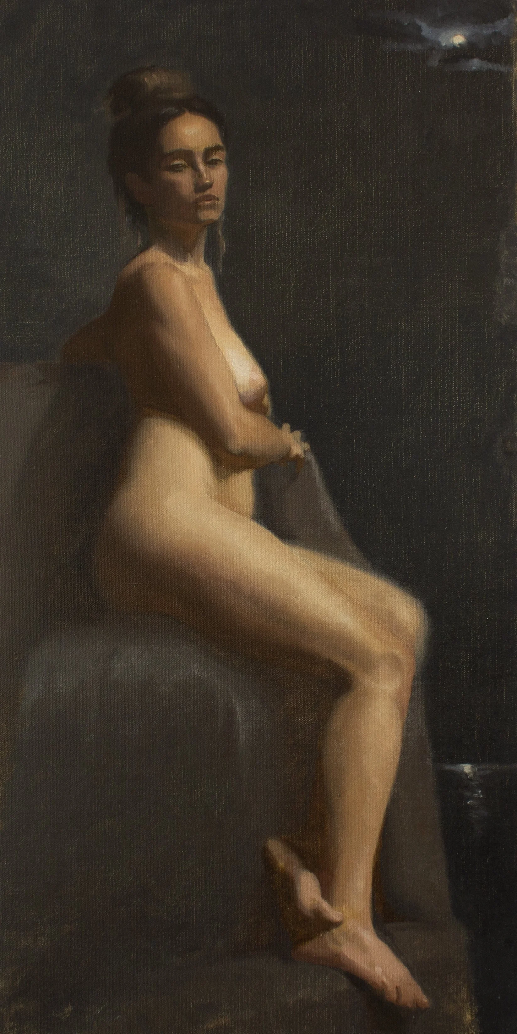 Mel by the Moon, 2024. Oil on canvas - 100x50cm