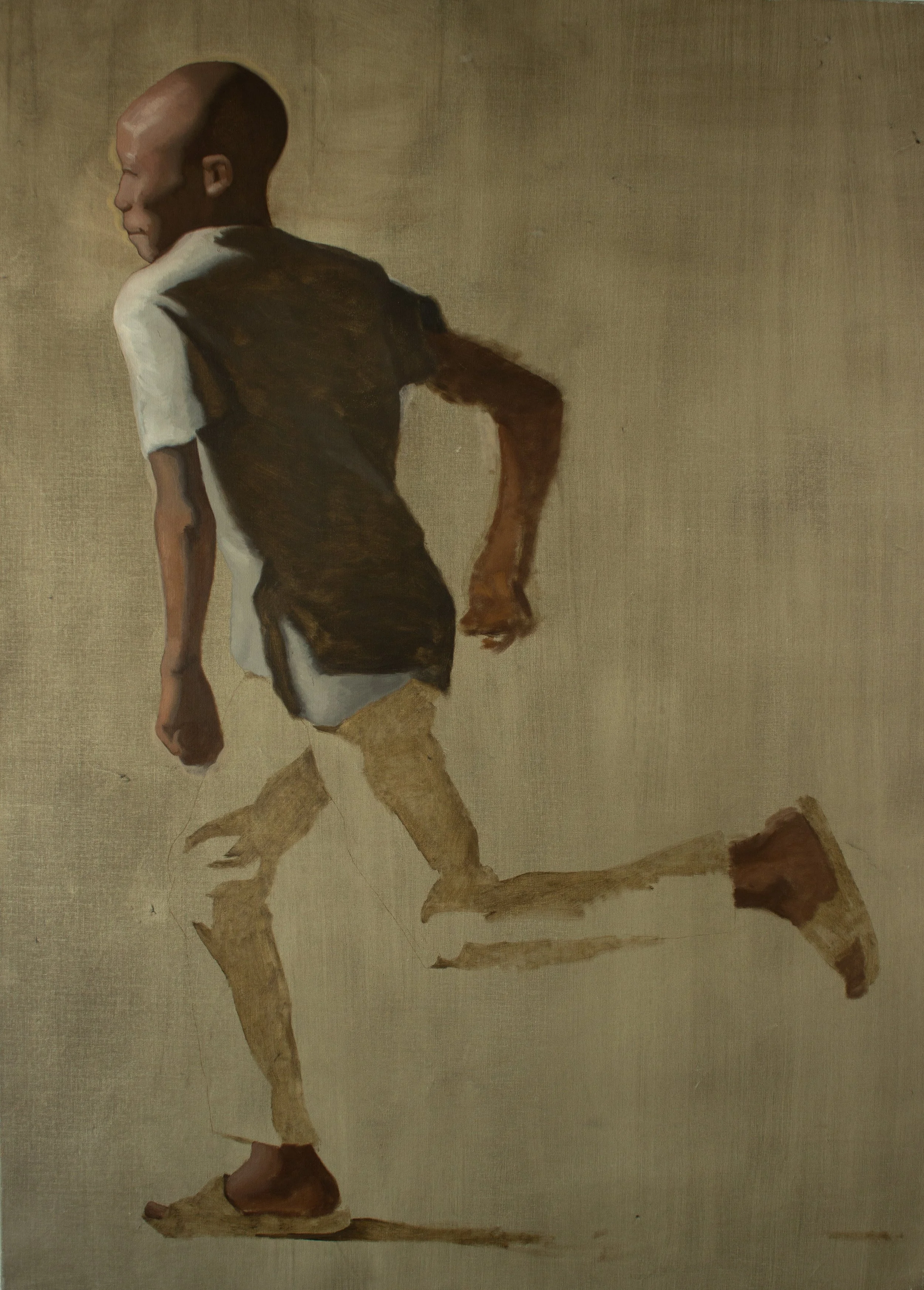 I ran a mile in your shoes, 2024. Oil on canvas - 175x125cm
