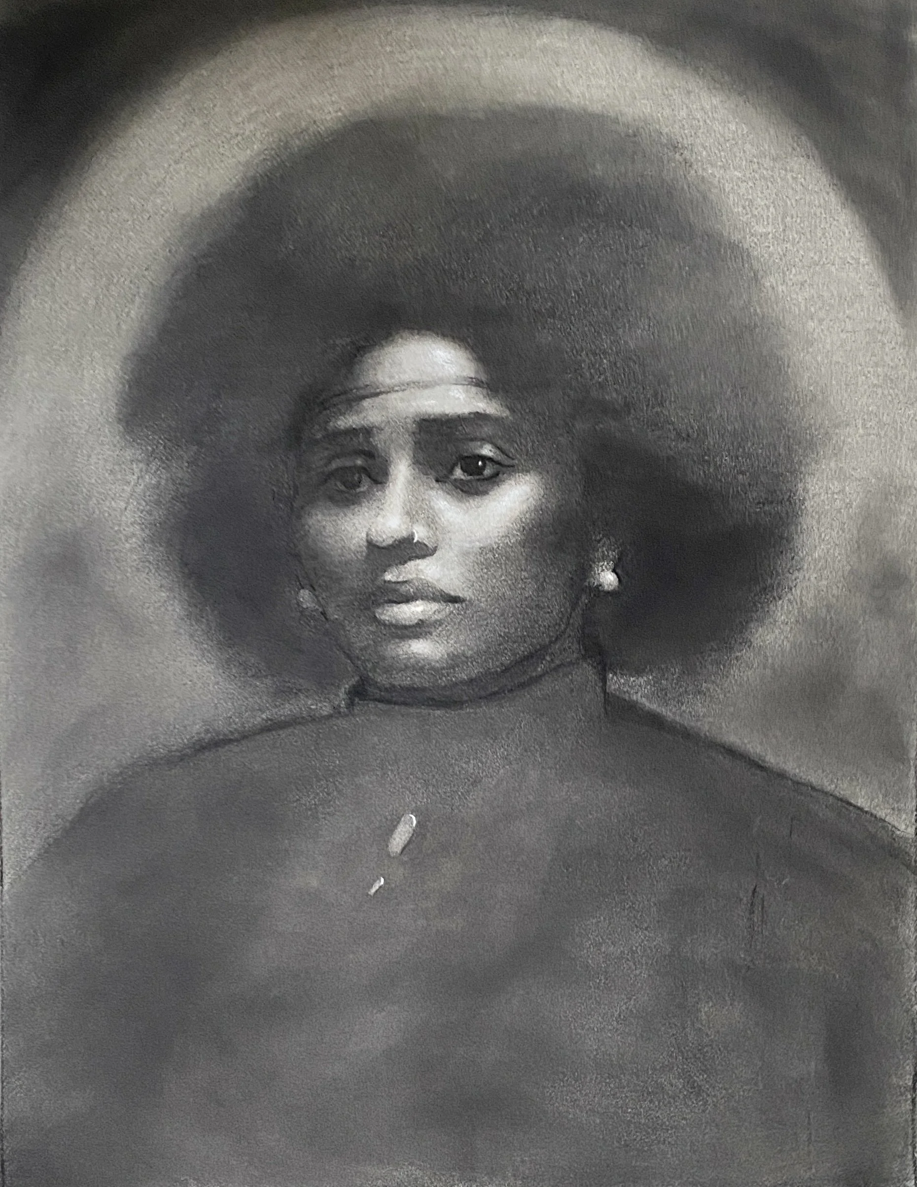 Vision II, 2025. Charcoal and white chalk on paper - 60x46cm