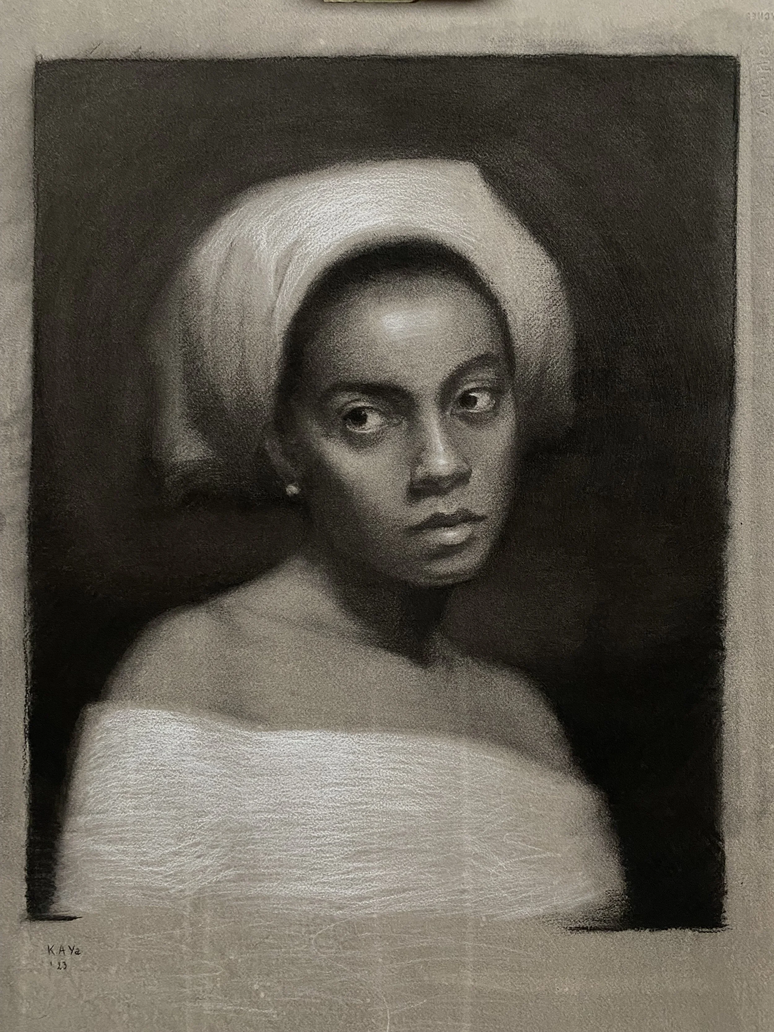Vison II, 2023. Charcoal and white chalk on paper - 68x53cm