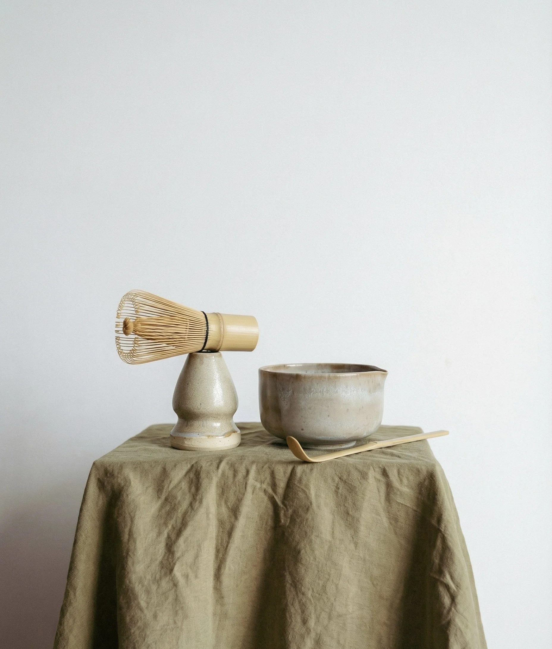 Stoneware Matcha Bowl Set - Champagne