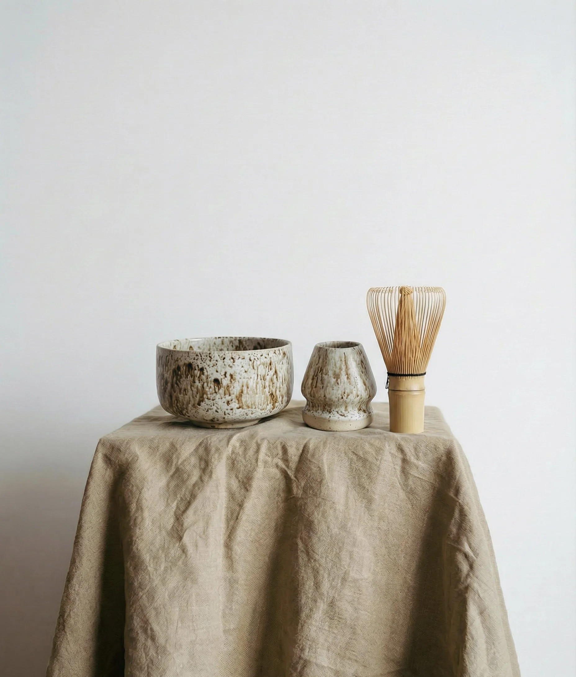 Stoneware Matcha Bowl Set - Stone