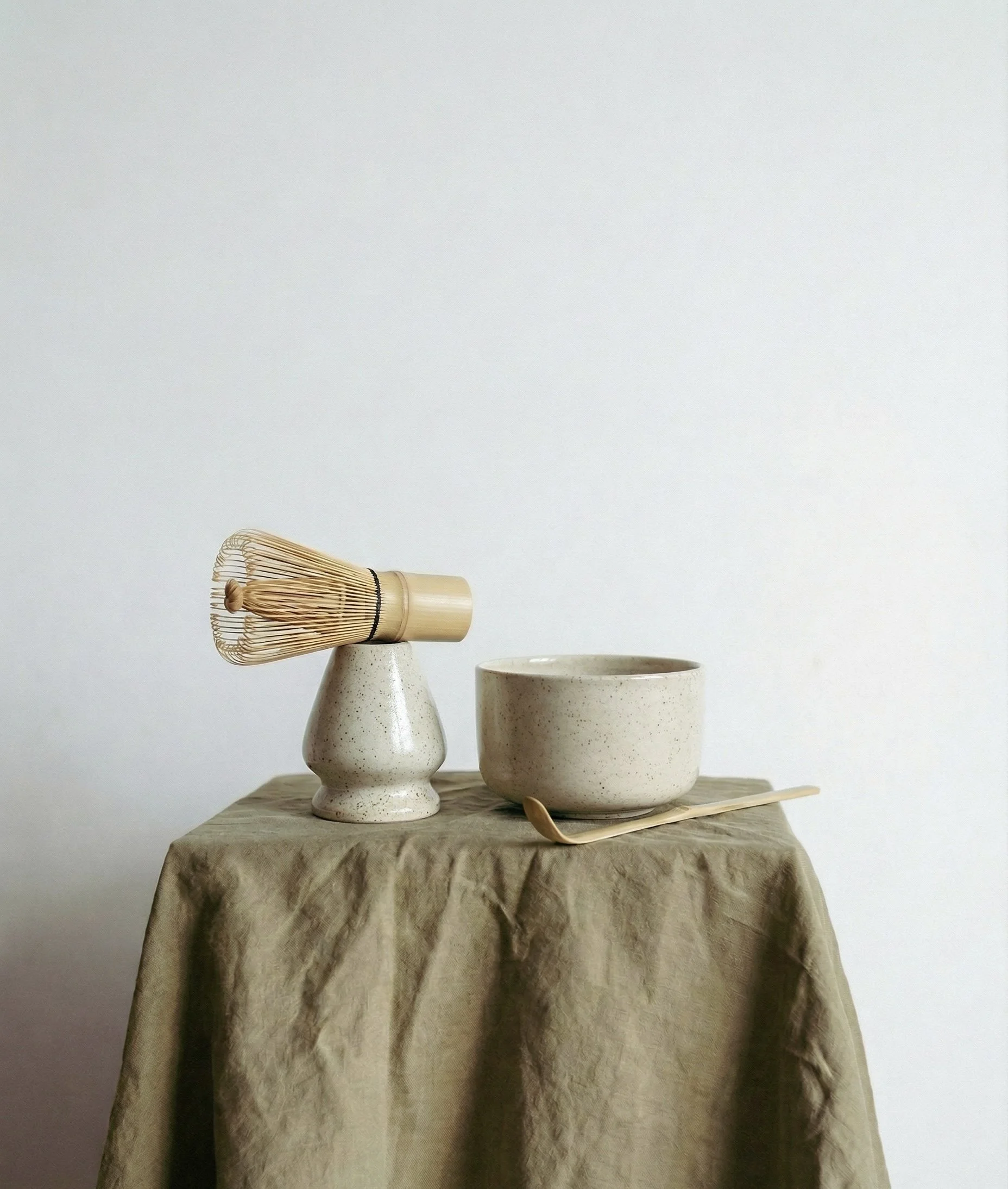 Stoneware Matcha Bowl Set - Sand