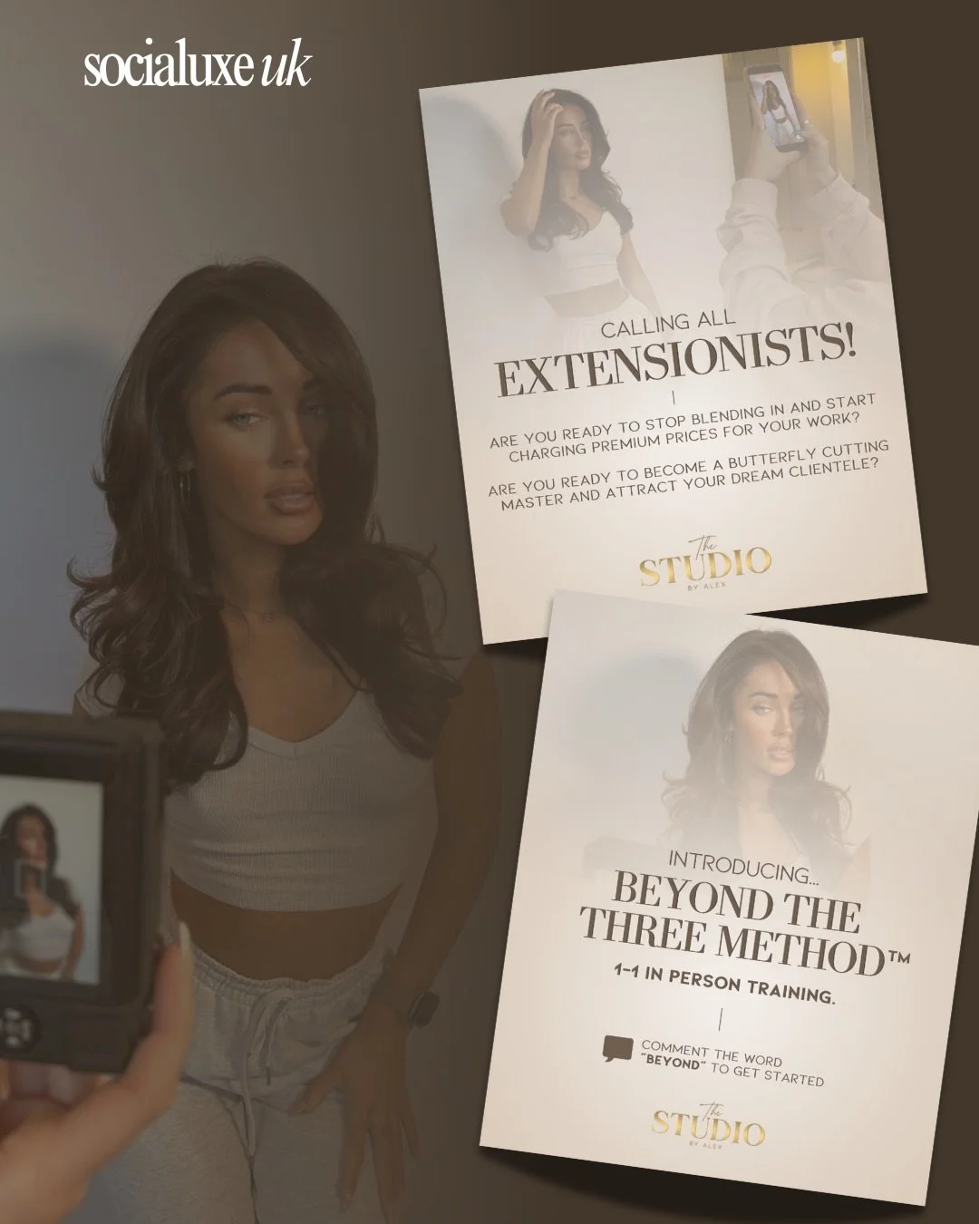 Recent work for @thestudio_byalex ✨
 I designed the launch visuals for Alex&rsquo;s new programme Beyond the Three Method&trade; - an exclusive 1:1 advanced extension specialist day for experienced stylists ready to elevate their placement, retention
