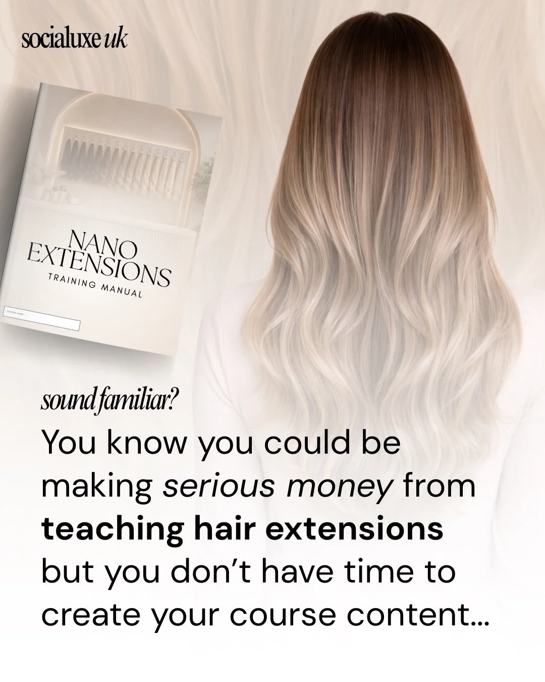 You&rsquo;re not launching your course because of one thing:
 Time. 
Not your skill. Not your experience. 
The manual. The structure. The delivery. 
Because no one wants to sit and write 30+ pages, design it properly, then figure out slide decks, cer