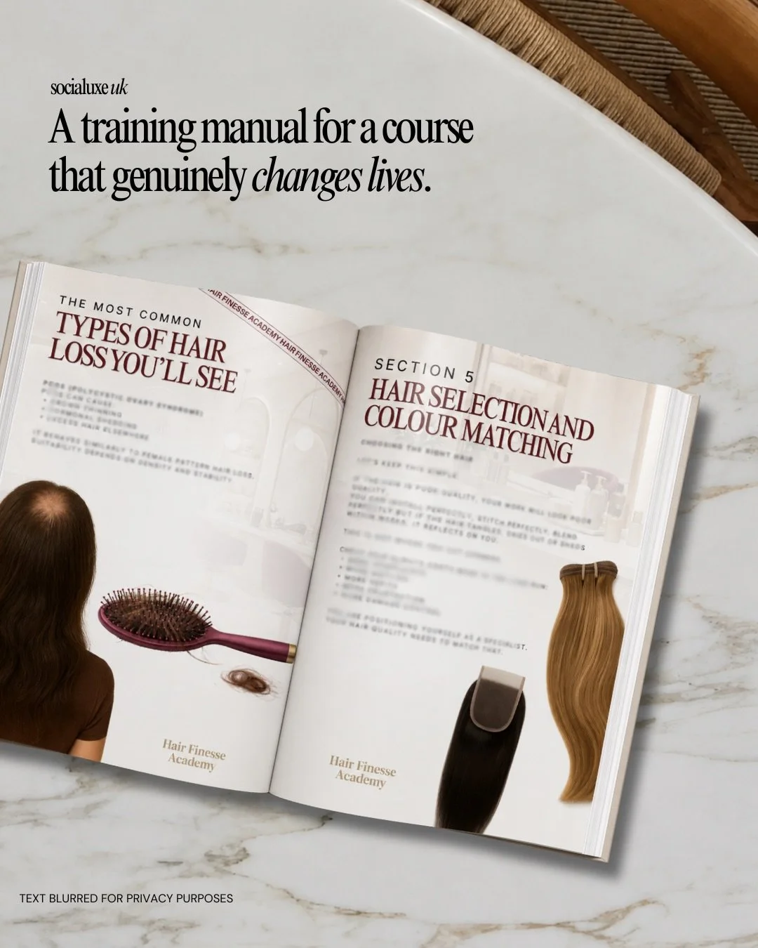 This was one of my favourite manuals I have ever designed! 🤎  Simone from @hairfinesseacademy created her own signature method for clients experiencing hair loss, which is such a powerful thing to both offer and teach. 
There&rsquo;s so much care be