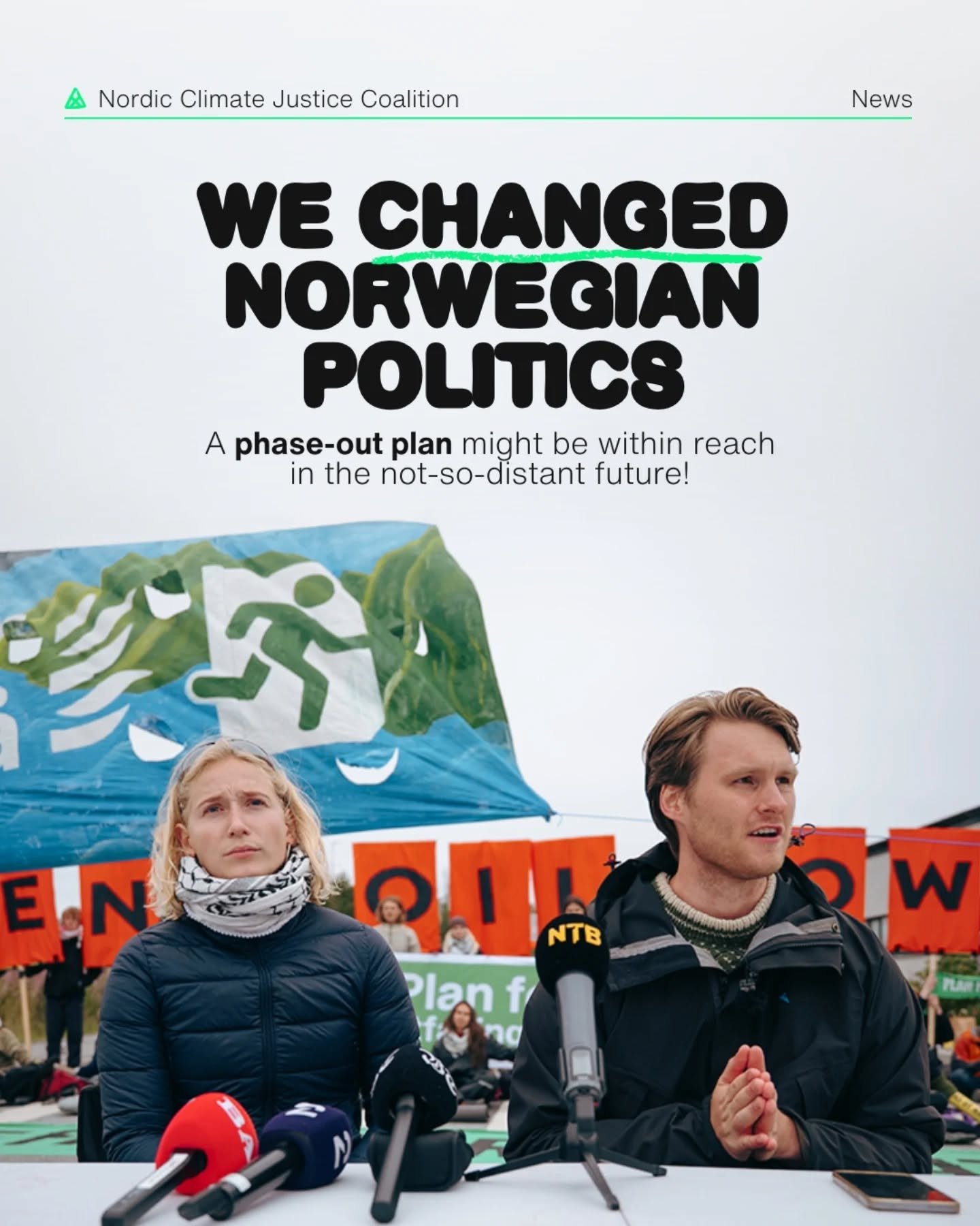 During our actions in August with the demand "phase out, Norway", we disrupted the Norwegian fossil state for a duration of more than two weeks ahead of the Norwegian election. We shut down Norway&rsquo;s largest oil refinery for two entire