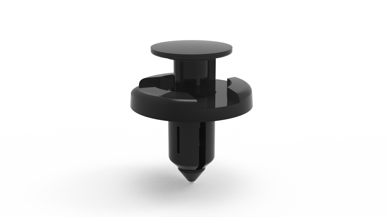 3D rendering of a black tattoo machine in a vertical orientation against a white background.