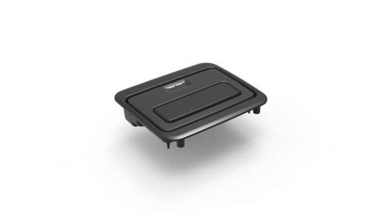 Electronic step platform with a black surface and a small display on top, designed for exercise or physical therapy.