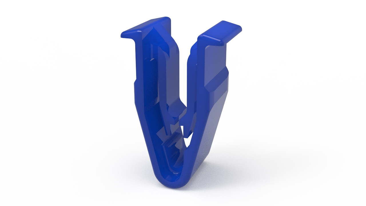 A blue 3D model of a paperclip.