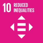 Icon representing Goal 10: Reduced Inequalities from the UN SDGs, with the number 10 and arrows pointing in four directions.