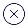 An icon with a blue circle and an 'X' in the center on a dark background.