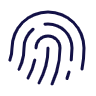 Close-up of a fingerprint with blue lines on a dark background.