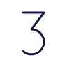 Number three in blue on a white background