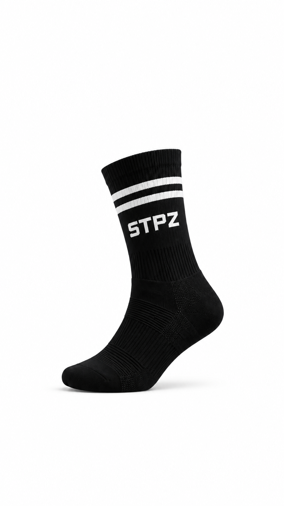 Black STPZ Ribbed Athletic Sock.png