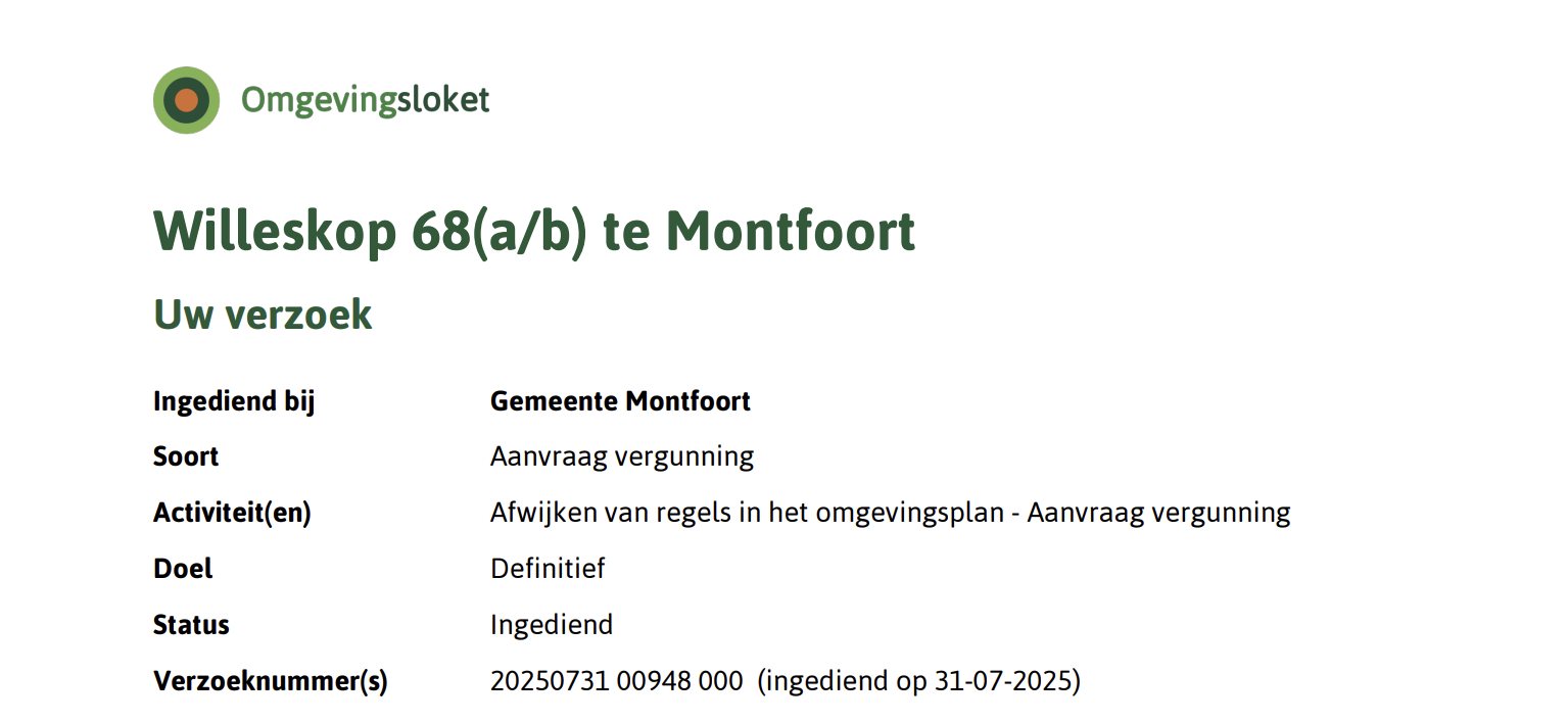 Tijdelijke vergunning aangevraagd