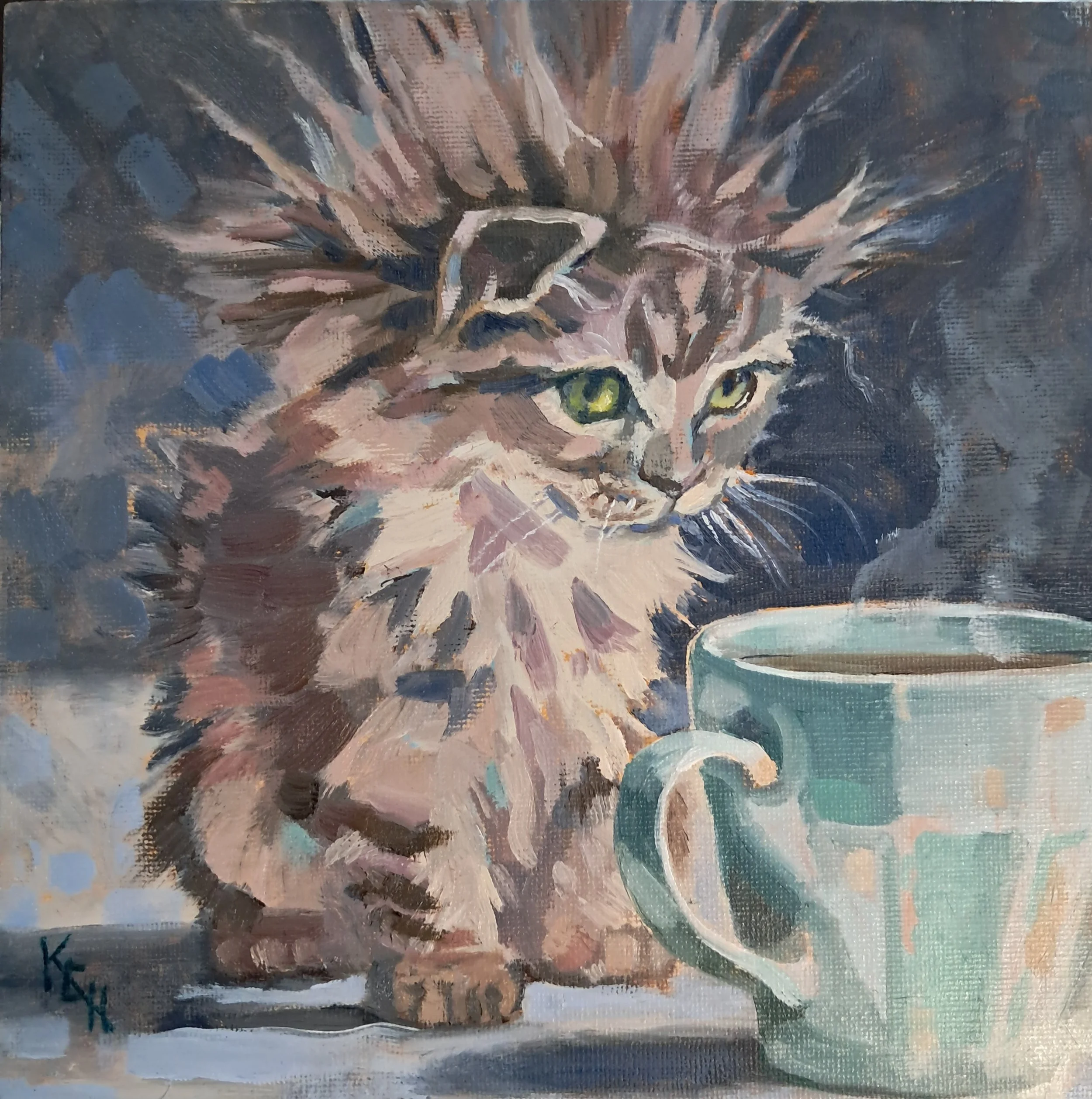 'The Morning After'    Oil on canvas board, 8 x 8 in   £95