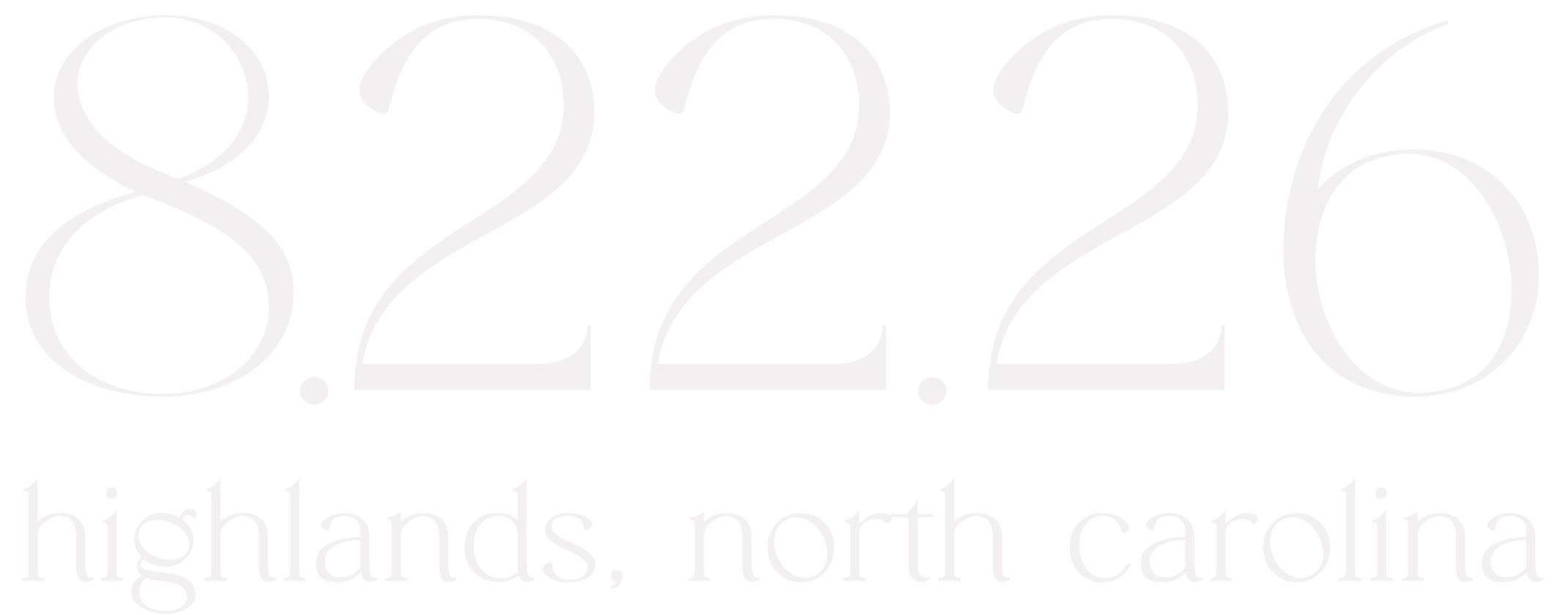 A digital graphic displaying the number 8.22.26 in large, white text on a black background, with smaller white text below reading 'highlands, north carolina'.
