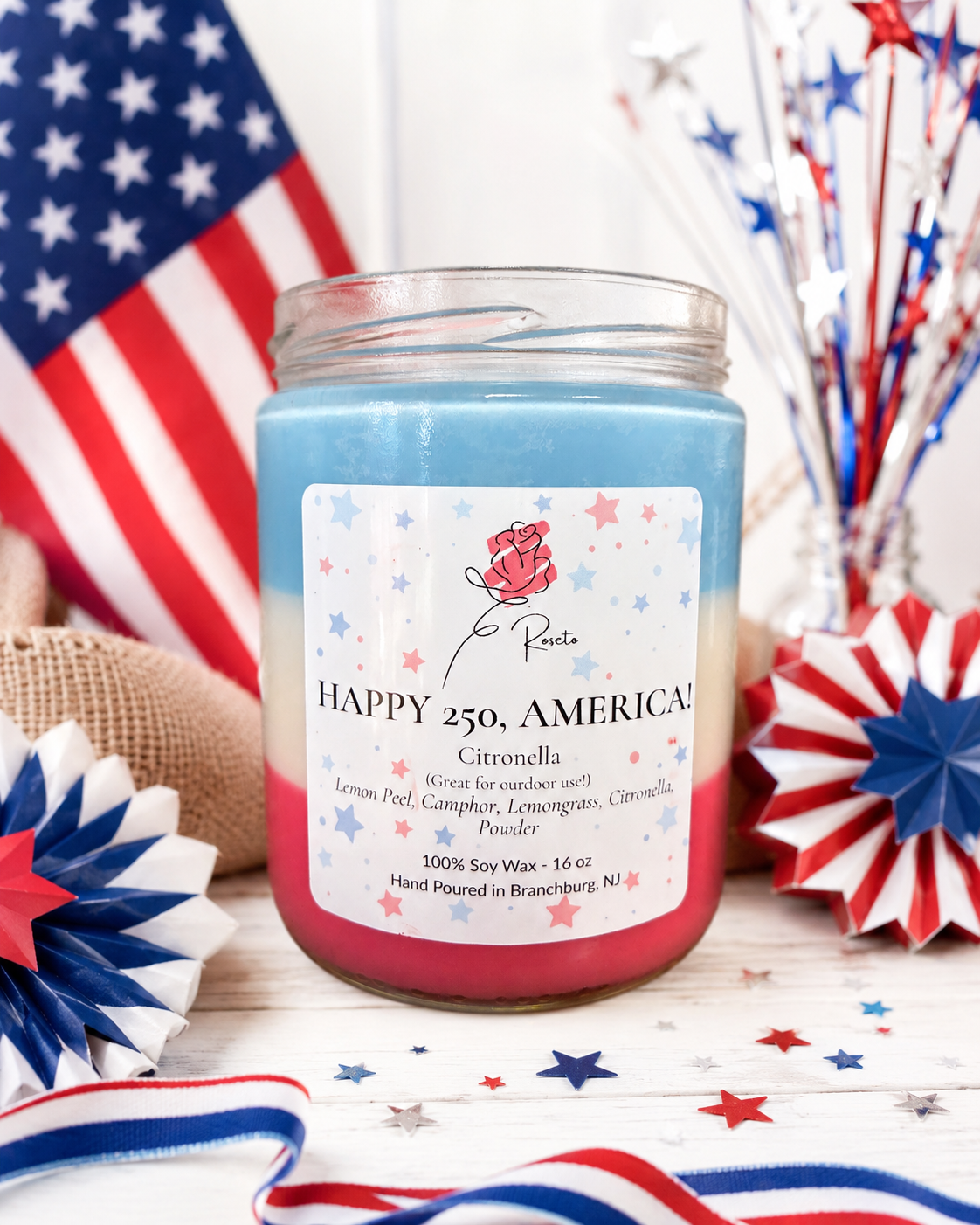 Happy 250, America! Citronella Candle